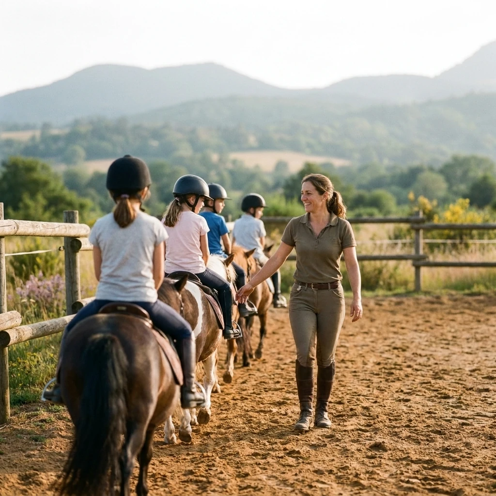 Cours de poney à Sanssac-l'Église, Haute-Loire
