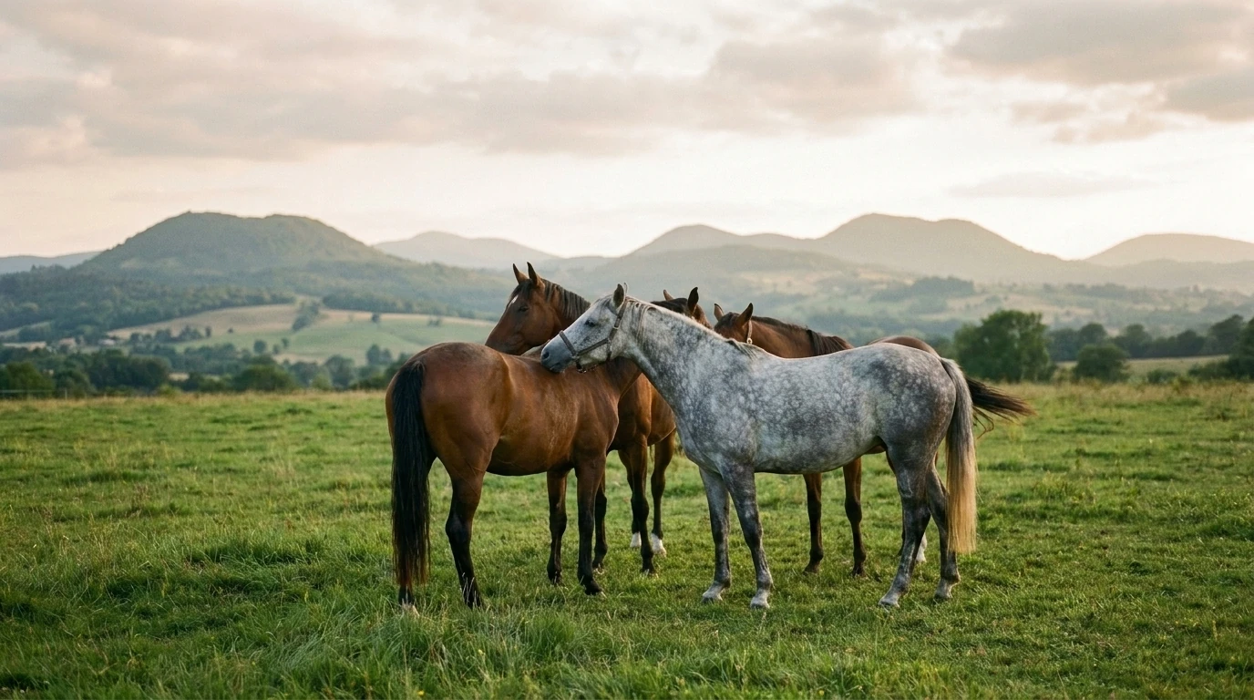 Les chevaux du Écurie Ferrer Deveze en liberté, Haute-Loire